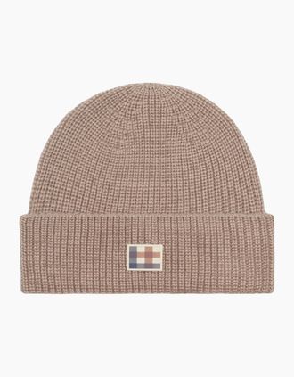 Aquascutum Mens Aquascutum Active Label Beige Beanie Hat - Brown - Size: ONE size