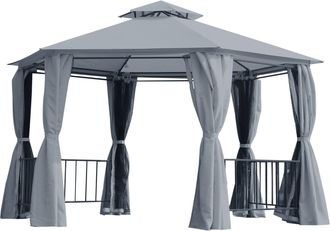 OUTSUNNY 3 x 3Metre Gazebo Canopy 2 Tier Patio Shelter Steel for Garden