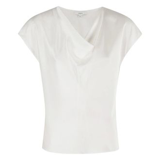 Vince Zijden blouse met colhals - Dames - Tops - Wit - Maat: M Zijde