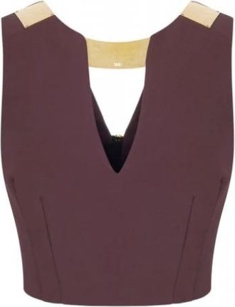 Elisabetta Franchi To 05061E2 Double Crepe V-Neck Top - Dames - Tops zonder mouwen - Bruin - 2XL - Tops
