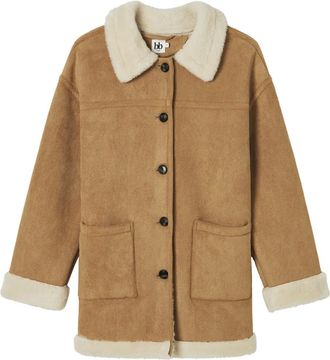 B+ab Cappotto con collo in pelliccia sintetica - Marrone