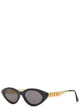 Fendi Fendigraphy Narrow Cat-eye Sunglasses - Black - One Size