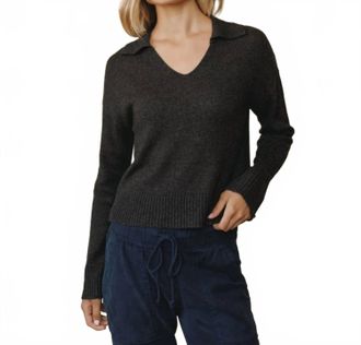 Bella Dahl Pullover Sweater With Collar In Heather Brown