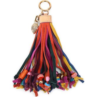 Kurt Geiger Leather Beaded Tassel Charm in Burgundy at Nordstrom Rack