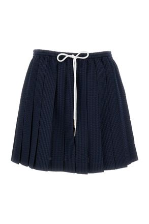 Thom Browne Textured Seersucker Mini Skirt with Adjustable Waist