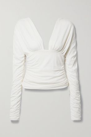 Interior Maglia In Jersey Di Cotone Arricciato The Vera - Bianco