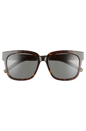 Saint Laurent 54mm Square Sunglasses in Dark Havana/Grey at Nordstrom