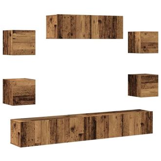 Berkfield Home 7 Piece TV Cabinet Set Wall-mounted Old Wood Engineered Wood in Brown