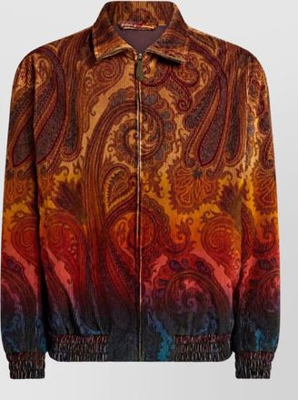 Etro corduroy paisley-print high-collar jacket