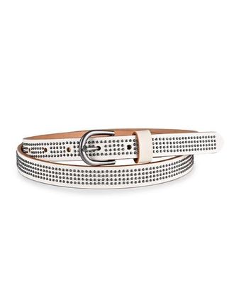OLD TREND Stud Genuine Leather Slim Studded Everyday Belt in White at Nordstrom, Size Medium