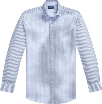 Polo Ralph Lauren Azzurro Shirt - Heren - Zakelijke Overhemden - Blauw - L - Katoen - Overhemden