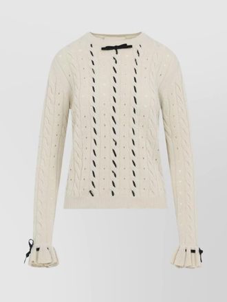 Valentino knit sweater with ruffled cuffs and bow