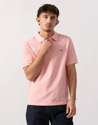 GANT Mens GANT Mens Regular Fit Short Sleeve Shield Logo Pique Polo - 671 Bubblegum Pink - Size: 38