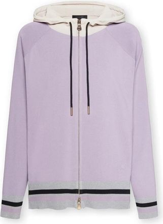 Elena Miro Hooded cardigan met ritssluiting van een viscosemix - Dames - Vesten - Paars - L - Polyester - Truien & Vesten