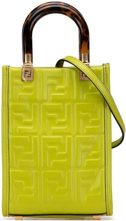 Fendi Pre-owned Fendi Mini Zucca Embossed Leather Sunshine Shopper Tote Ladies 8BS051