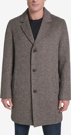 Cole Haan Mens Plaid Topper Coat - Brown Size Medium