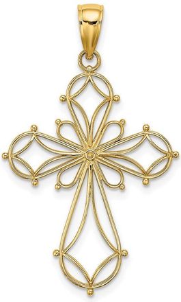 Diamond2Deal 14k Yellow Gold Cut-Out Shapes Fancy Cross Charm Pendant