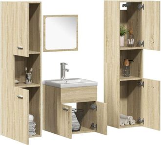 vidaXL Juego De Muebles De Ba&ntilde;o 5 Pzas Madera Ingenier&iacute;a Roble Sonoma Vidaxl