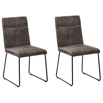 Beliani Beliani - Conjunto De 2 Sillas De Comedor Con Asiento Tapizado Gris Patas En Forma De U De Metal Negro Nevada