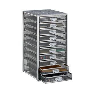 Relaxdays Relaxdays Organizador Escritorio Con 10 Cajones Para Documentos A4, Acero, Plateado, 55 X 27,5 X 35,5 Cm