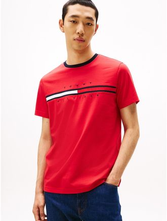 Tommy Hilfiger Mens Embroidered Flag Logo T-Shirt - Red - XXXL