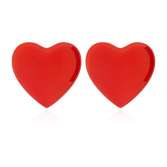 Moschino Earrings, female, Red, Size: ONE SIZE Heart Motif Clip-On Earrings