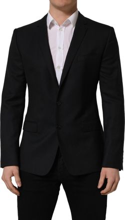 Dolce & Gabbana Mens Black Wool Single Breasted Blazer Jacket Vigin Clothing