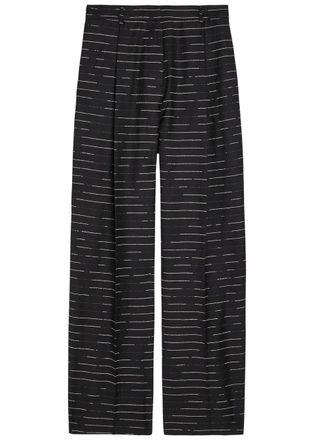 Liberowe Mika Striped Wool-blend Trousers - Blue And White - S (UK8-10 / S)