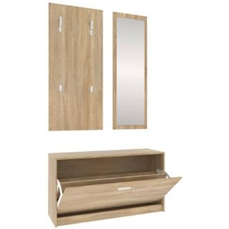 vidaXL Vidaxl - Set De Mueble Zapatero 3 En 1 Madera Contrachapada Roble Sonoma