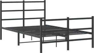 vidaXL Metal Bed Frame without Mattress with Footboard Black 120x190cm vidaXL