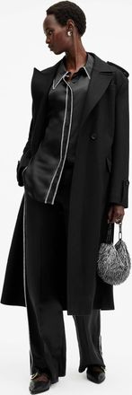 AllSaints Viscose/Silk Charli Silk Blend Wide Leg Trousers, Size: UK 6/US 2