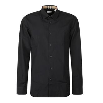 Burberry Casual Shirts, male, Black, Size: S Monogram Shirt