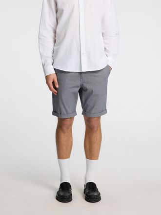 Selected Shorts SELECTED SLHSLIM-LUTON FLEX SHORTS NOOS, Herren, Gr. L, N-Gr, oceana detail:with oatmeal, Web, Obermaterial: 98% Baumwolle, 2% Elasthan, unifar