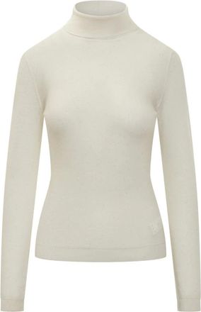 Fabiana Filippi Truien & Vesten, Dames, Wit, S, Ivoor Turtleneck Gebreide kleding met Lurex Details