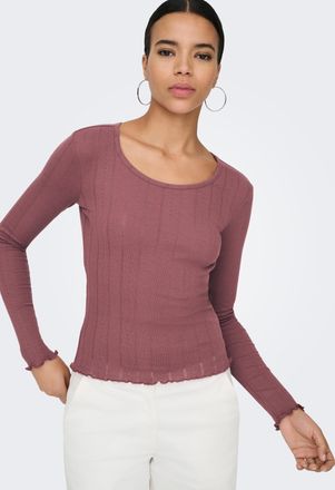 Only Langarmshirt ONLY ONLTENNA O-NECK L/S TOP JRS NOOS, Damen, Gr. XL, rose braun, Jersey, Obermaterial: 50% Baumwolle, 50% Polyester, unifarben, regular 