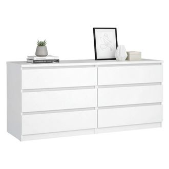Dmora Aparador Victoire, Buf&eacute; De Sal&oacute;n, Aparador De Sal&oacute;n, Despensa De Cocina, 154x50 H68 Cm, Blanco Brillante - Dmora