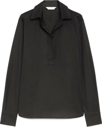 Max Mara Katoenen overhemd met V-hals - Dames - Blouses - Zwart - XS - Katoen - Overhemden