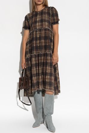 R13 Dress With Floral Motif, Womens, Brown