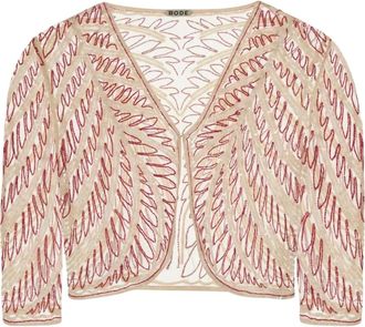 Bode Rita C&aacute;rdigan de Malla Adornado - Knitwear - Mujer - Beige - M