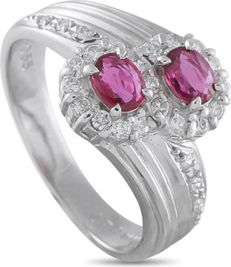 Luxury Bazaar Platinum 0.27ct Diamond and Ruby Ring MF19-121625