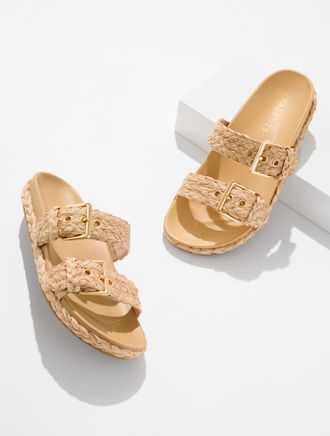 Talbots Morgan Braided Raffia Slides - Natural - 10 1/2 M Talbots