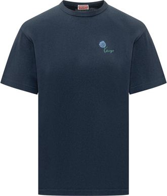 Kenzo Blue Crew Neck Logo T-Shirt