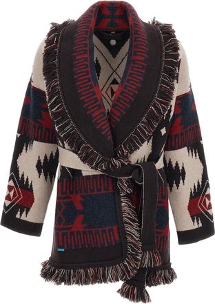 Alanui Double-Jacquard Cashmere Cardigan with Shawl Collar