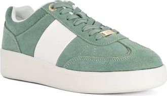 Dune London Womens Ladies Enticing - Round Toe Lace Up Trainers - Green Leather - Size UK 3