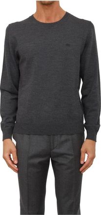 Etro Gebreide C-Hals - Heren - Ronde hals truien - Grijs - L - Wol - Truien & Vesten