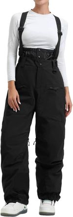 Generic Womens Snow Pants Ski Bibs Baggy Snowboard Pants Winter Warm Snowpants Waterproof Windproof Insulated Clothes Womens Snow Bibs Black