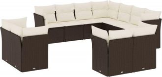 vidaXL Set De Sof&aacute;s De Jard&iacute;n 11 Pzas Cojines Rat&aacute;n Sint&eacute;tico Marr&oacute;n Vidaxl