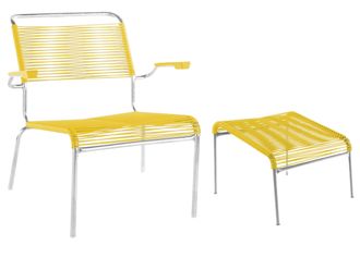 Schubiger M&ouml;bel Spaghetti-Lounger + Hocker S&auml;ntis mit Armlehnen