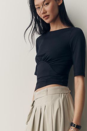 Maeve Ruched Boat-Neck Top