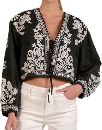 Elan Boho Tie Jacket In Black